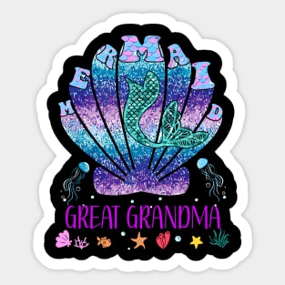 Mermaid Great Grandma Her Women Mermaid Matching Party Sticker